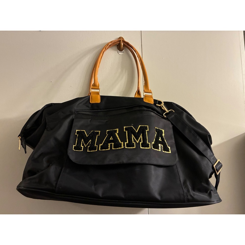 Boutique Mama Duffle Bag Women OS Black Excellent Chenille Patch Weekender